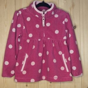 3T Old Navy Pink Polka Dot Kids Fleece Quarter Zip Sweater